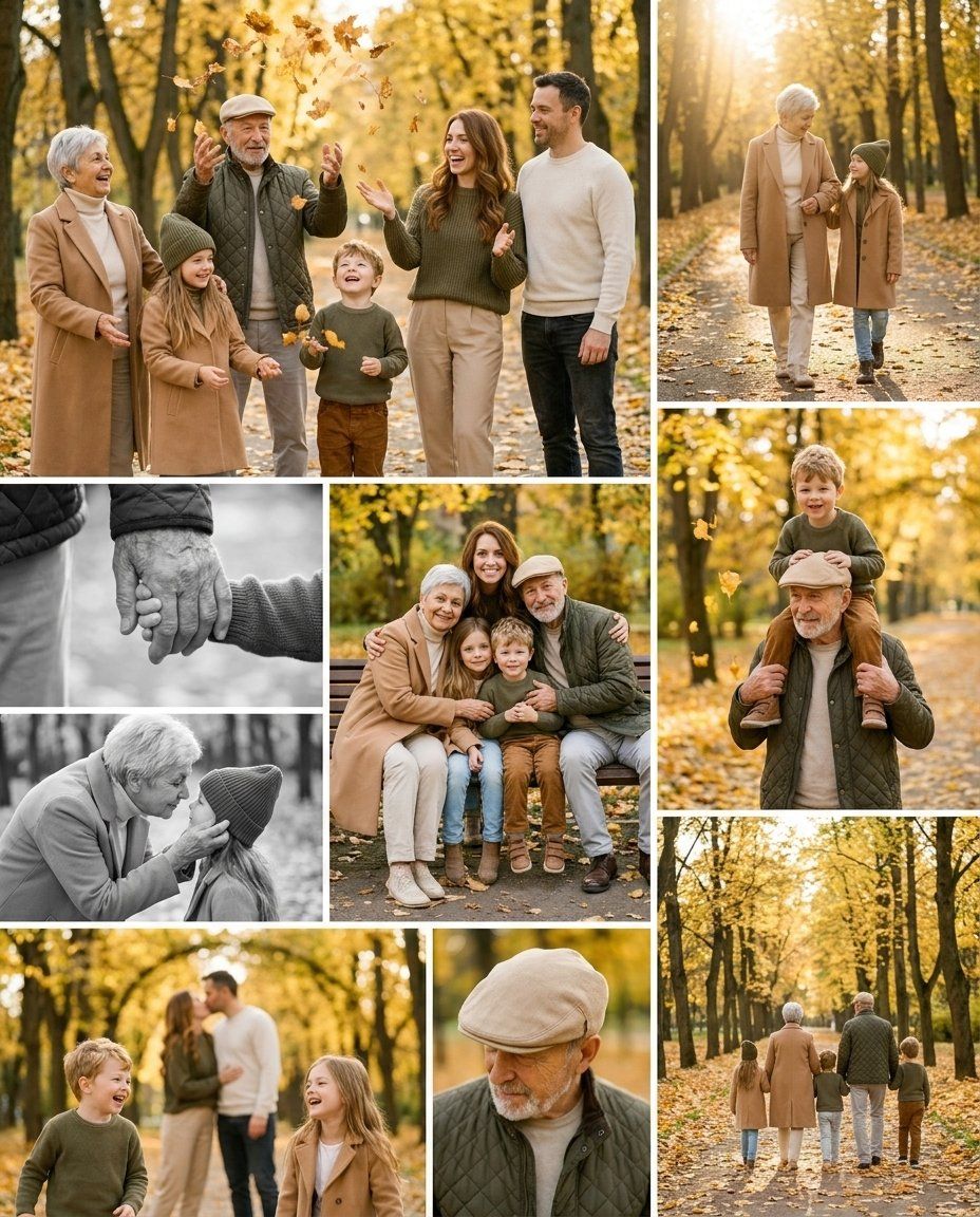 Výber fotografií z jedného fotenia: Tri generácie v jesennom parku